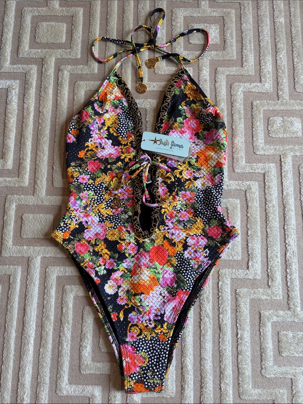 Lulu Fama One piece Forever Yours Swim Suit with Gold Lurex